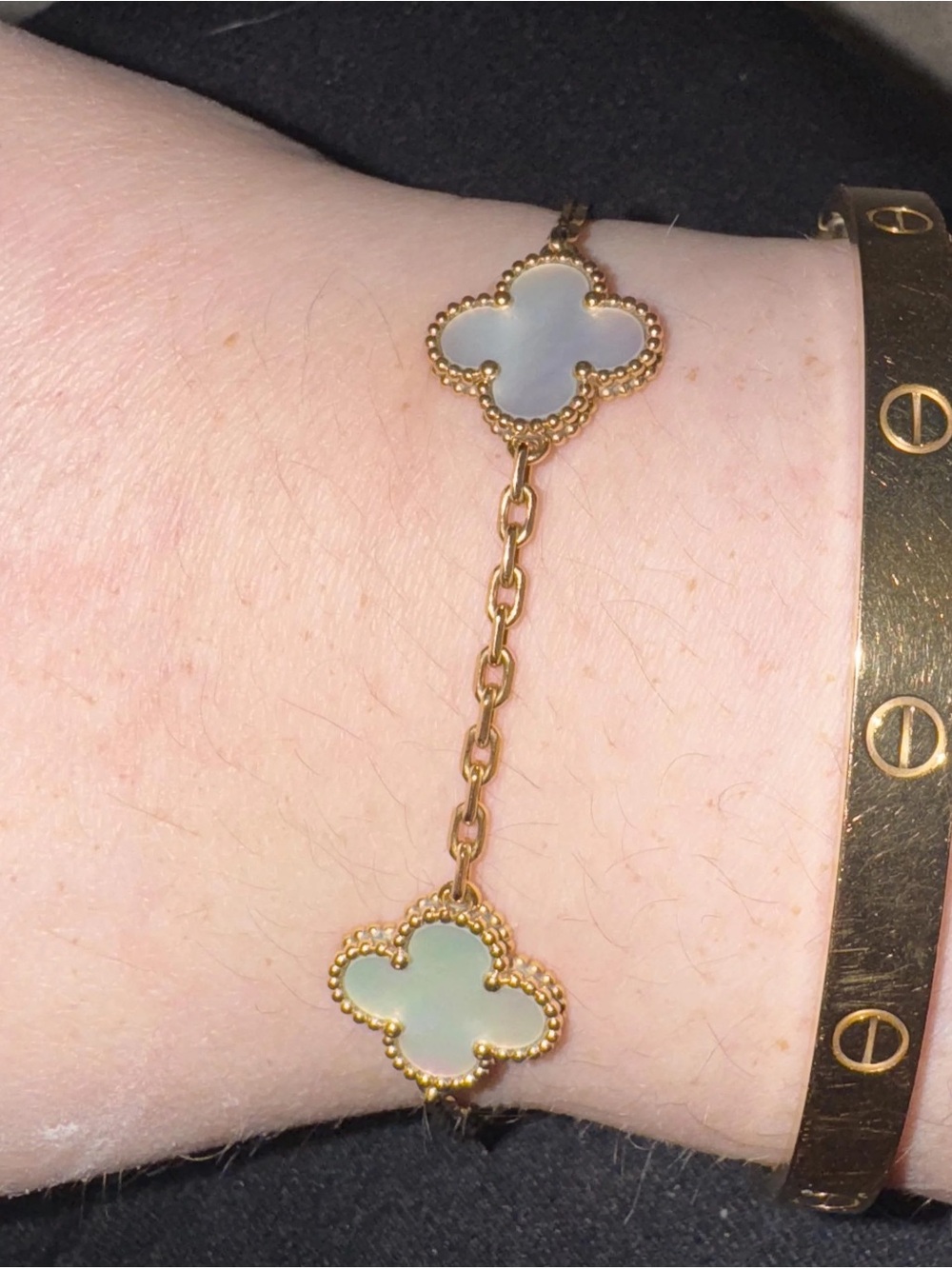 Van Cleef & Arpels Gold Mother-of-Pearl Alhambra Bracelet